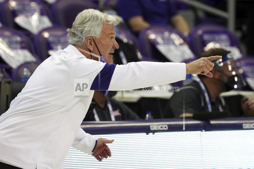 Richard W. Rodriguez Kansas State coach Bruce Weber gestures during the team's NCAA college basketball game against TCU on Saturday, Feb. 20, 2021, in Fort Worth, Texas. (AP Photo/Richard W. Rodriguez)