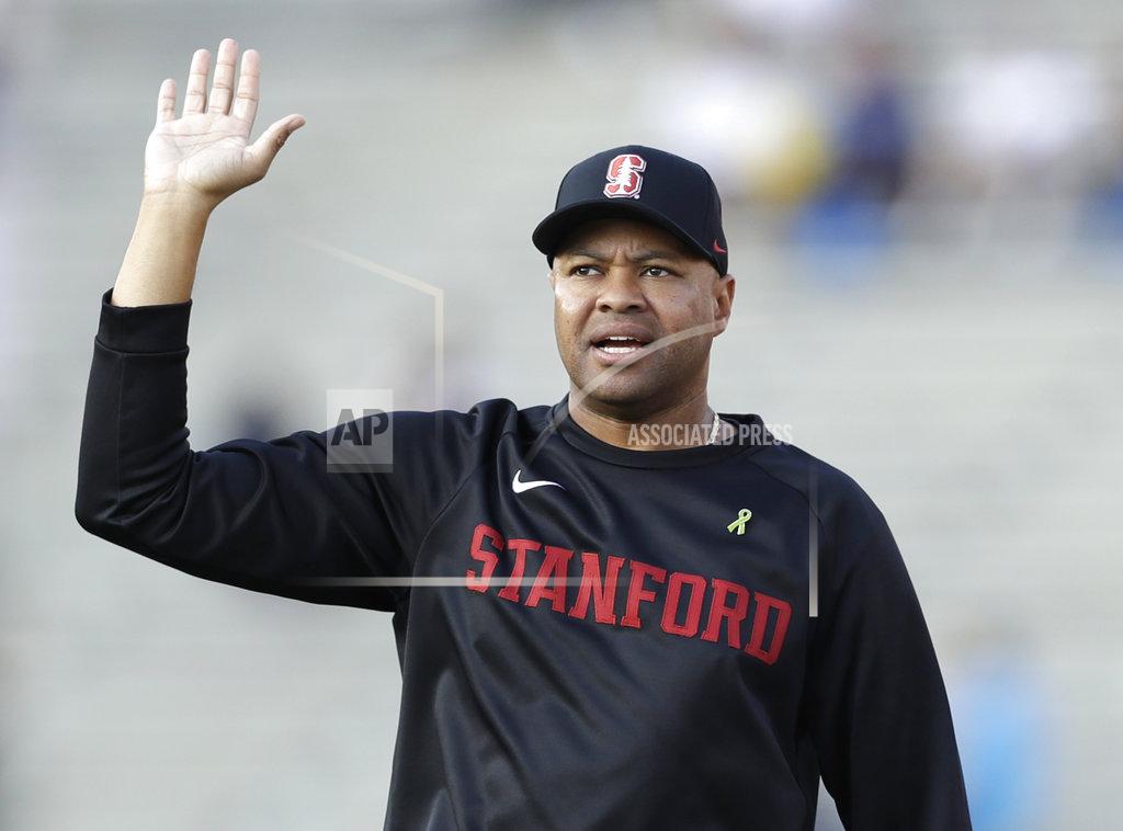 Marcio Jose Sanchez Stanford head coach David Shaw signals from the sideline during the second half of an NCAA college football game against UCLA Saturday, Nov. 24, 2018, in Pasadena, Calif. (AP Photo/Marcio Jose Sanchez)