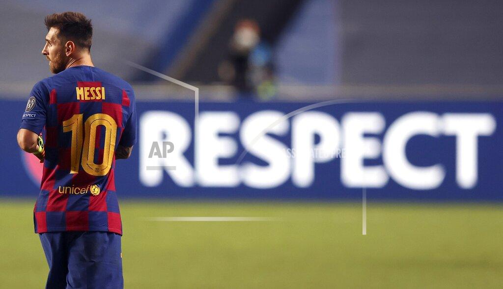 Rafael Marchante Barcelona's Lionel Messi leaves the pitch after the the Champions League quarterfinal soccer match between Barcelona and Bayern Munich in Lisbon, Portugal, Friday, Aug. 14, 2020. Bayern won the match 8-2. (Rafael Marchante/Pool via AP)