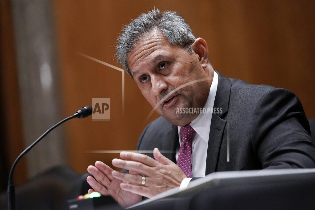 J. Scott Applewhite Michael Carvajal, director of the Federal Bureau of Prisons, testifies as the Senate Permanent Subcommittee On Investigations holds a hearing on charges of corruption and misconduct at the U.S. Penitentiary in Atlanta, at the Capitol in Washington, Tuesday, July 26, 2022. (AP Photo/J. Scott Applewhite)