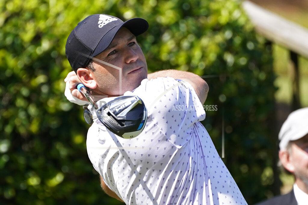 Rogelio V. Solis Sergio Garcia of Spain watches his drive from the first tee during the first round of the Sanderson Farms Championship golf tournament in Jackson, Miss., Thursday, Oct. 1, 2020. (AP Photo/Rogelio V. Solis)