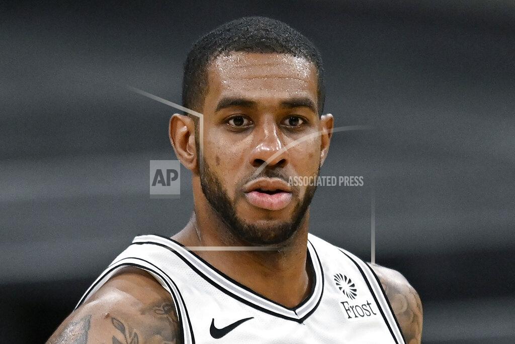 Darren Abate FILE - Then-San Antonio Spurs' LaMarcus Aldridge runs up the court during the second half of an NBA basketball game against the Memphis Grizzlies in San Antonio, in this Saturday, Jan. 30, 2021, file photo. Aldridge retired from the NBA on Thursday, April 15, 2021, after saying he experienced an irregular heartbeat during his final game with the Brooklyn Nets.
Aldridge, 35, posted a statement on social media saying the heart concern he had during and after Brooklyn's victory over the Los Angeles Lakers on Saturday was one of the “scariest things” he's experienced. (AP Photo/Darren Abate, File)