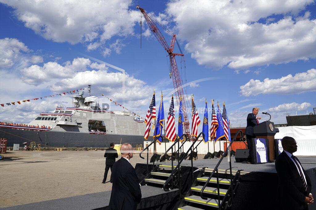 Evan Vucci President Donald Trump speaks during a visit to Fincantieri Marinette Marine, Thursday, June 25, 2020, in Marinette, Wis. (AP Photo/Evan Vucci)