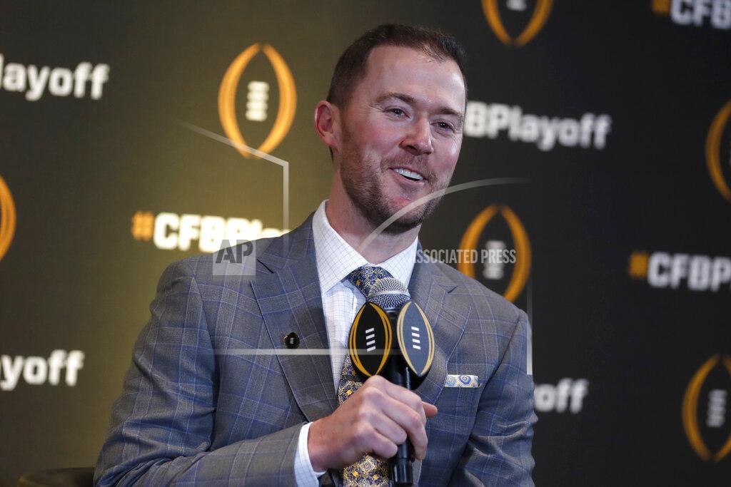 John Bazemore Oklahoma head coach Lincoln Riley speaks during a news conference ahead for the College Football playoffs Thursday, Dec. 12, 2019, in Atlanta. Ryan Day of Ohio State was unable to attend. (AP Photo/John Bazemore)