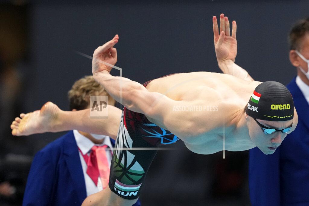 Martin Meissner Kristof Milak of Hungary starts in the men's 200-meter butterfly final at the 2020 Summer Olympics, Wednesday, July 28, 2021, in Tokyo, Japan. (AP Photo/Martin Meissner)