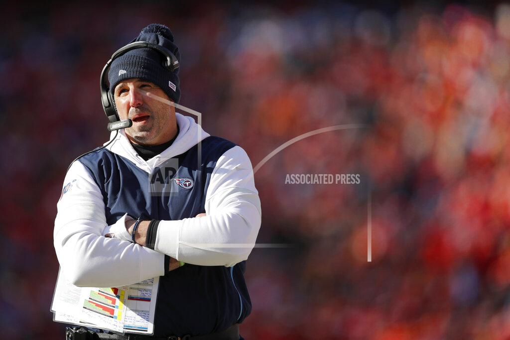 Jeff Roberson Tennessee Titans head coach Mike Vrabel watches during the first half of the NFL AFC Championship football game against the Kansas City Chiefs Sunday, Jan. 19, 2020, in Kansas City, MO. (AP Photo/Jeff Roberson)
