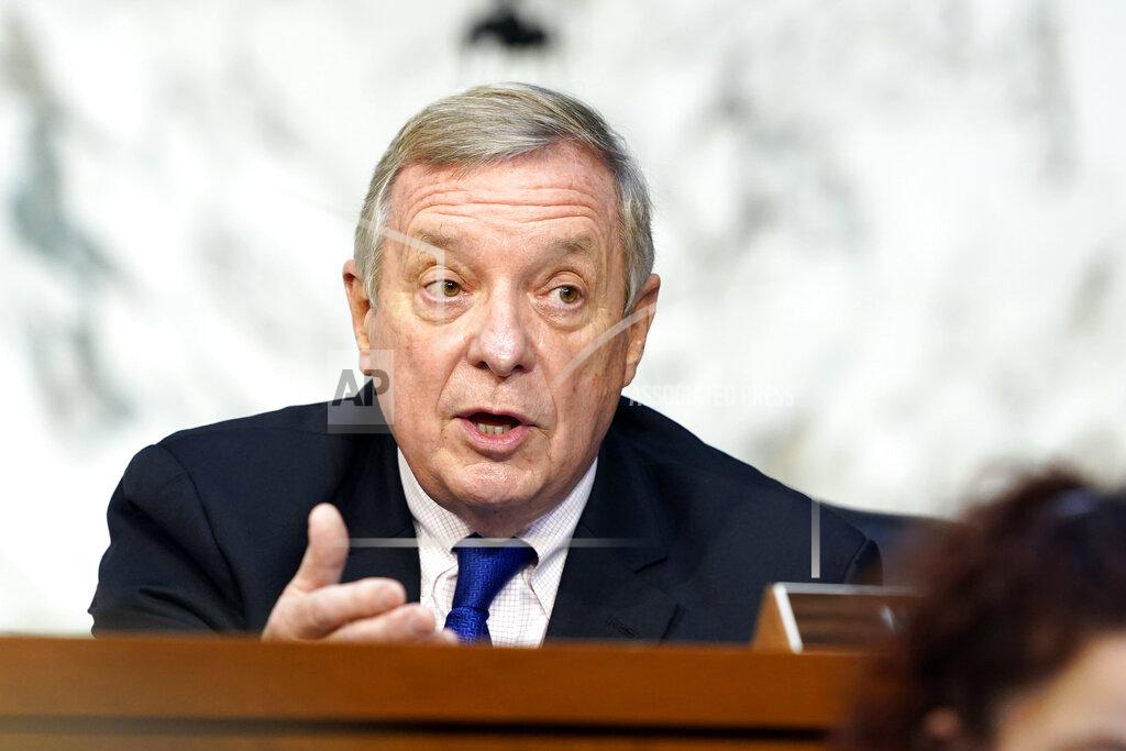 Susan Walsh Sen. Dick Durbin, D-Ill., speaks before the Senate Judiciary Committee on the fourth days of hearing on Supreme Court nominee Amy Coney Barrett, Thursday, Oct. 15, 2020, on Capitol Hill in Washington. (AP Photo/Susan Walsh, Pool)