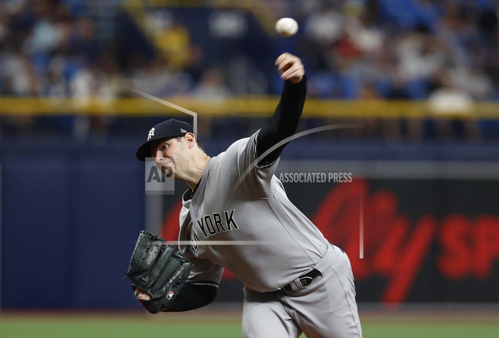 Scott Audette New York Yankees starting pitcher Jordan Montgomery throws to a Tampa Bay Rays batter during the first inning of a baseball game Wednesday, June 22, 2022, in St. Petersburg, Fla. (AP Photo/Scott Audette)