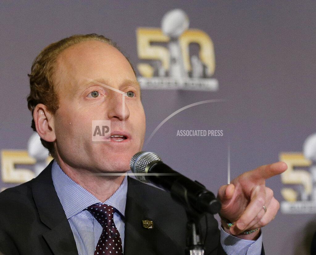 David J. Phillip FILE - In this Feb. 4, 2016 file photo, NFL Senior Vice President of Health and Safety Policy Jeff Miller speaks during an NFL health and safety news conference in San Francisco. The NFL's top medical experts are asking college football physicians and trainers to help make the game safer. Dr. Allen Sills and Jeff Miller, the NFL's executive vice president for health and safety initiatives, spent Monday June 17 2019 and Tuesday, June 18, 2019 in Indianapolis sharing data about their findings on the prevention and treatment of injuries. (AP Photo/David J. Phillip, File)