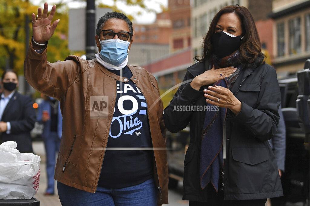 David Dermer FILE - In this Oct. 24, 2020, file photo Democratic vice presidential candidate Sen. Kamala Harris, D-Calif. and Rep. Marcia Fudge, D-Ohio wave to employees of Zanzibar Soul Fusion restaurant during a campaign event in Cleveland. At Agriculture and the Department of Housing and Urban Development, Fudge and California Rep. Karen Bass, respectively, are being considered by President-elect Joe Biden to be a part of the administration. (AP Photo/David Dermer, File)