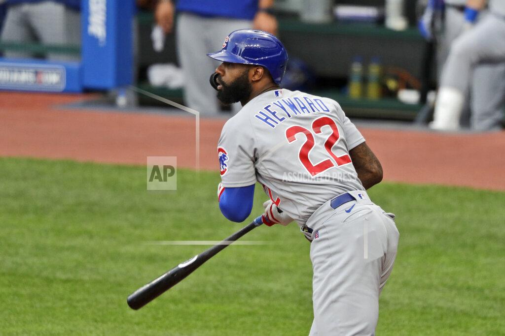 Tony Dejak Chicago Cubs' Jason Heyward watches his ball after hitting an RBI-single in the second inning in a baseball game against the Cleveland Indians, Tuesday, Aug. 11, 2020, in Cleveland. (AP Photo/Tony Dejak)