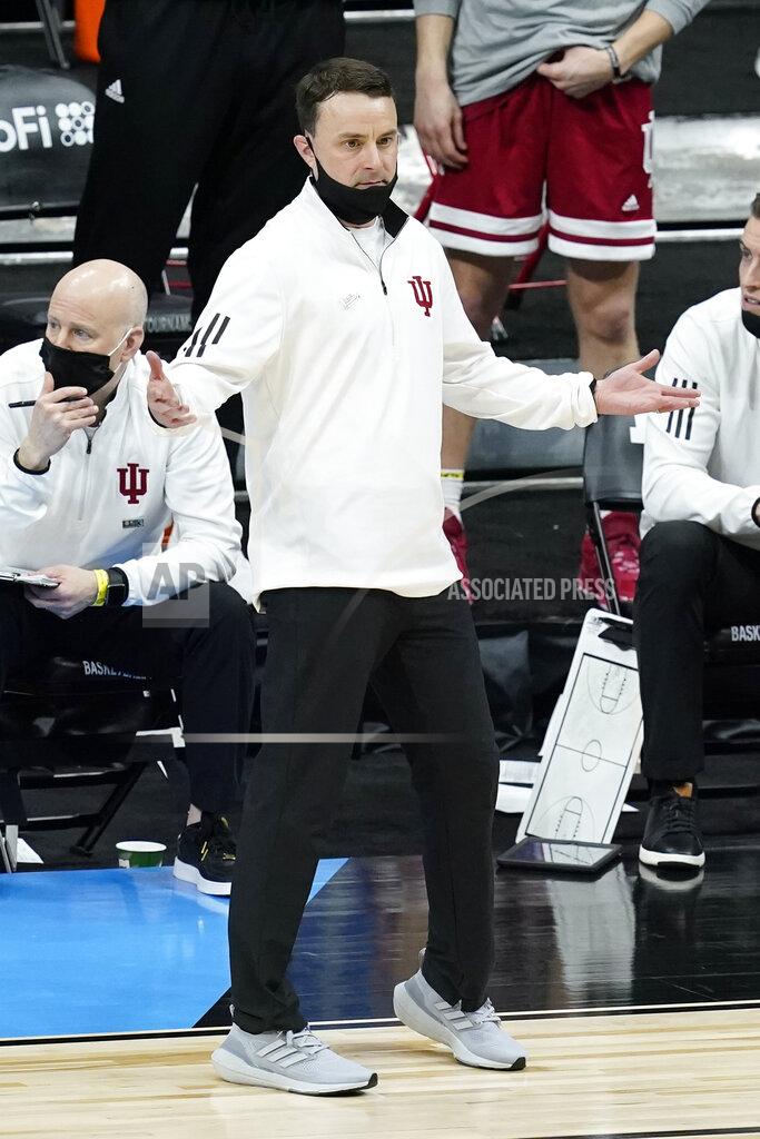 Darron Cummings Indiana head coach Archie Miller questions a call during the first half of an NCAA college basketball game against Rutgers at the Big Ten Conference tournament, Thursday, March 11, 2021, in Indianapolis. (AP Photo/Darron Cummings)