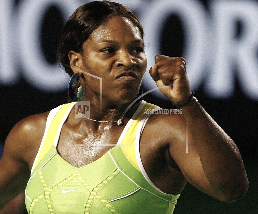 Vincent Thian FILE - Serena Williams reacts to winning a point during her women's singles final match against Maria Sharapova of Russia at the Australian Open tennis tournament in Melbourne, Australia, Saturday, Jan. 27, 2007. The 2022 Wimbledon competition is not the first comeback from a significant absence for Williams. (AP Photo/Vincent Thian, File)