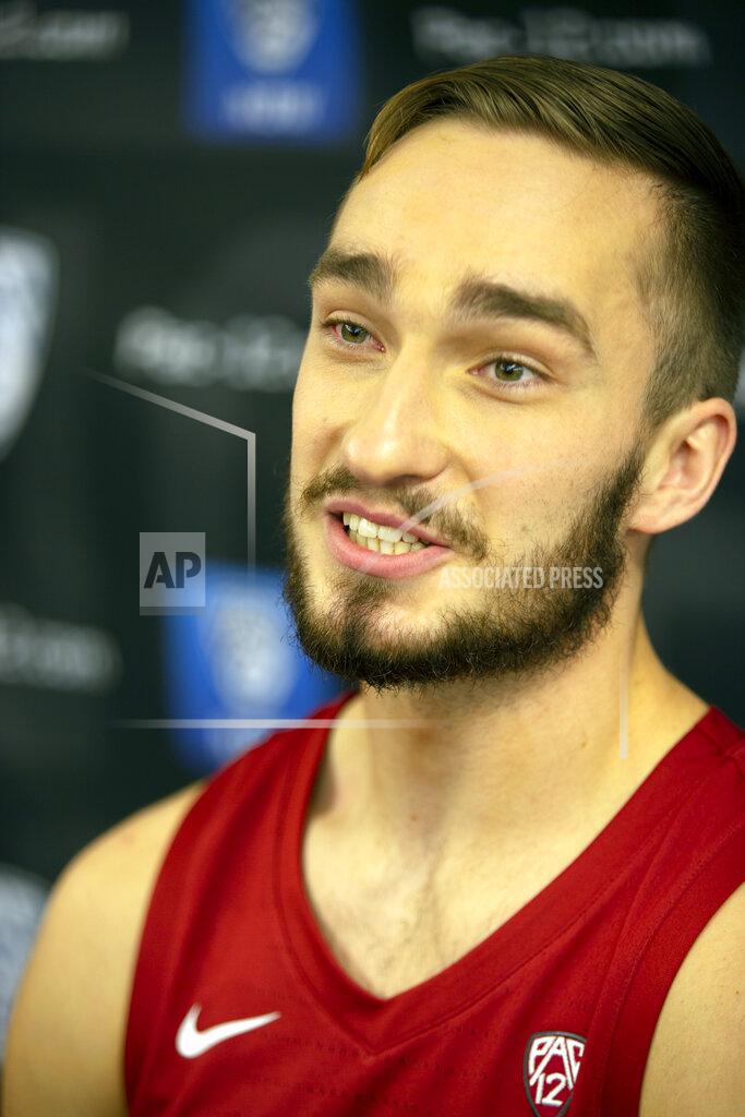 D. Ross Cameron Washington State's Jeff Pollard speaks during the Pac-12 NCAA college basketball media day Tuesday, Oct. 8, 2019 in San Francisco. (AP Photo/D. Ross Cameron)