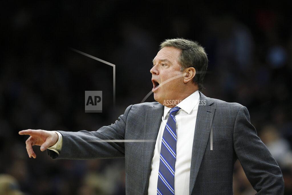 Matt Slocum Kansas head coach Bill Self reacts to a call during the first half of an NCAA college basketball game against Villanova, Saturday, Dec. 21, 2019, in Philadelphia. (AP Photo/Matt Slocum)