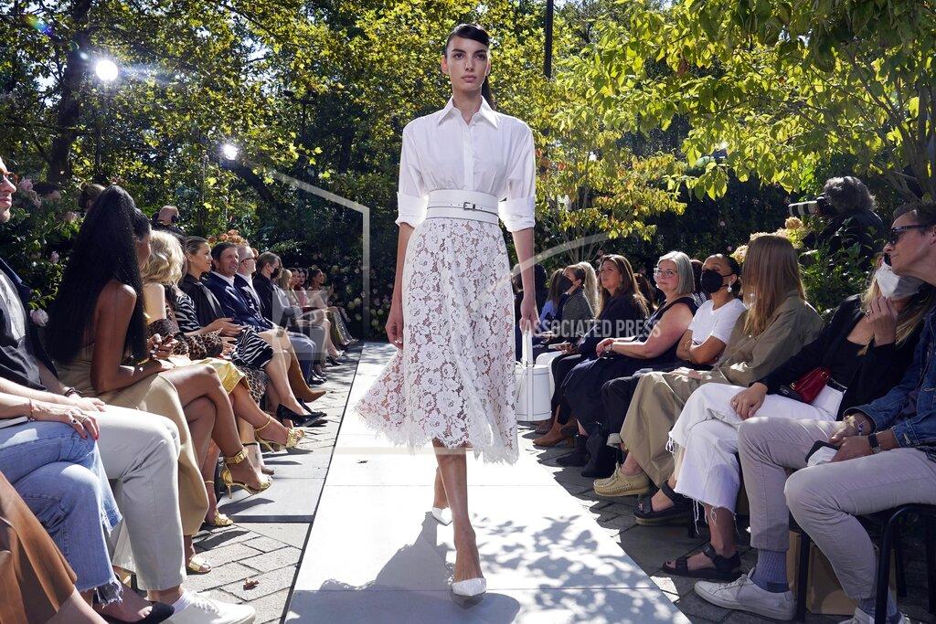 Richard Drew The Michael Kors Spring/Summer 2022 collection is modeled during Fashion Week, in New York, Friday, Sept. 10, 2021. (AP Photo/Richard Drew)
