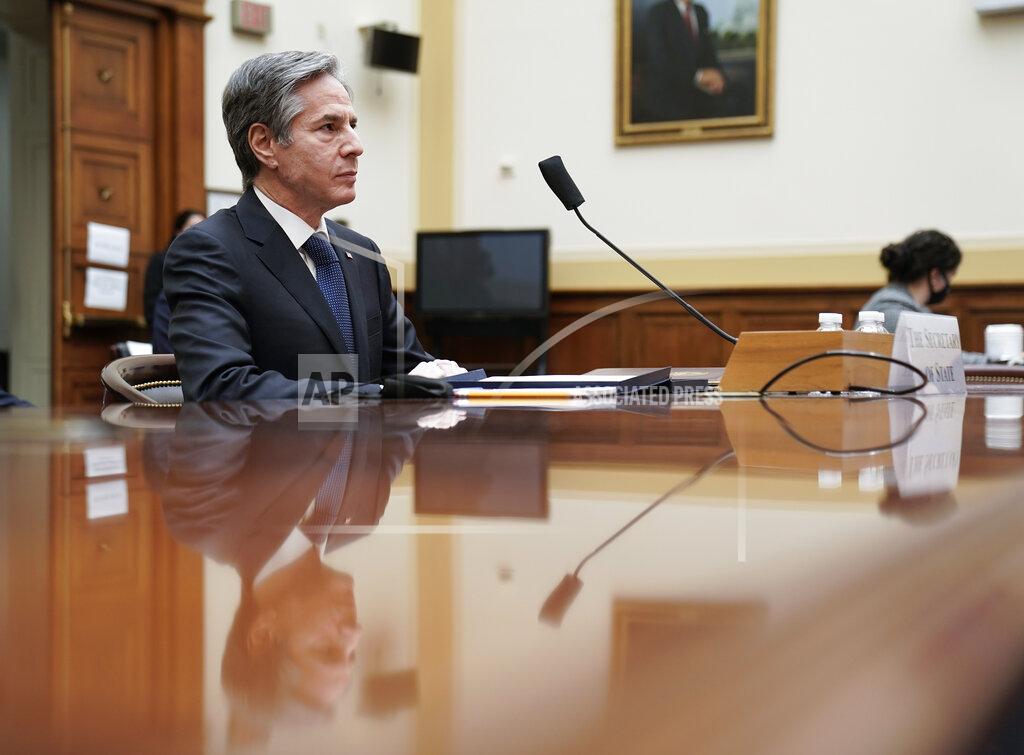 Ken Cedeno Secretary of State Antony Blinken testifies before the House Committee on Foreign Affairs on the administration foreign policy priorities on Capitol Hill on Wednesday, March 10, 2021, in Washington, (Ken Cedeno/Pool via AP)