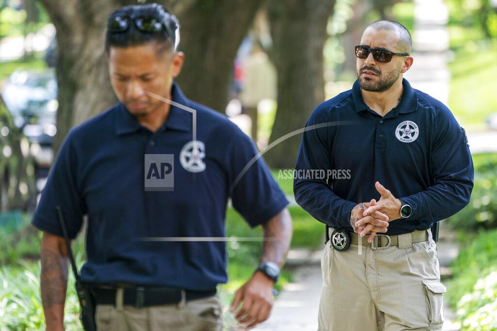 Jacquelyn Martin FILE - U.S. Marshals patrol outside the home of Supreme Court Justice Brett Kavanaugh, in Chevy Chase, Md., June 8, 2022. The Marshal of the U.S. Supreme Court has asked Maryland officials to step up the enforcement of laws she says prohibit picketing outside the homes of the justices who live in the state. The request came about a month after a California man was found with a gun, knife and pepper spray near the Maryland home of Kavanaugh after telling police he was planning to kill the justice. (AP Photo/Jacquelyn Martin, File)
