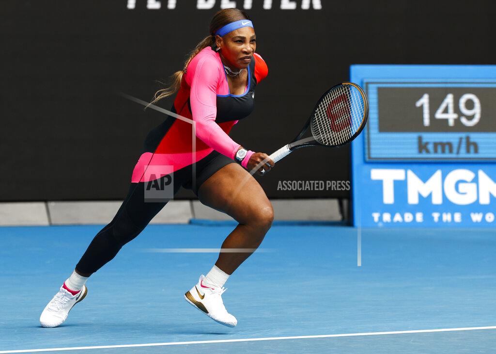 Rick Rycroft United States' Serena Williams runs to return a shot to Germany's Laura Siegemund during their first round match at the Australian Open tennis championship in Melbourne, Australia, Monday, Feb. 8, 2021.(AP Photo/Rick Rycroft)