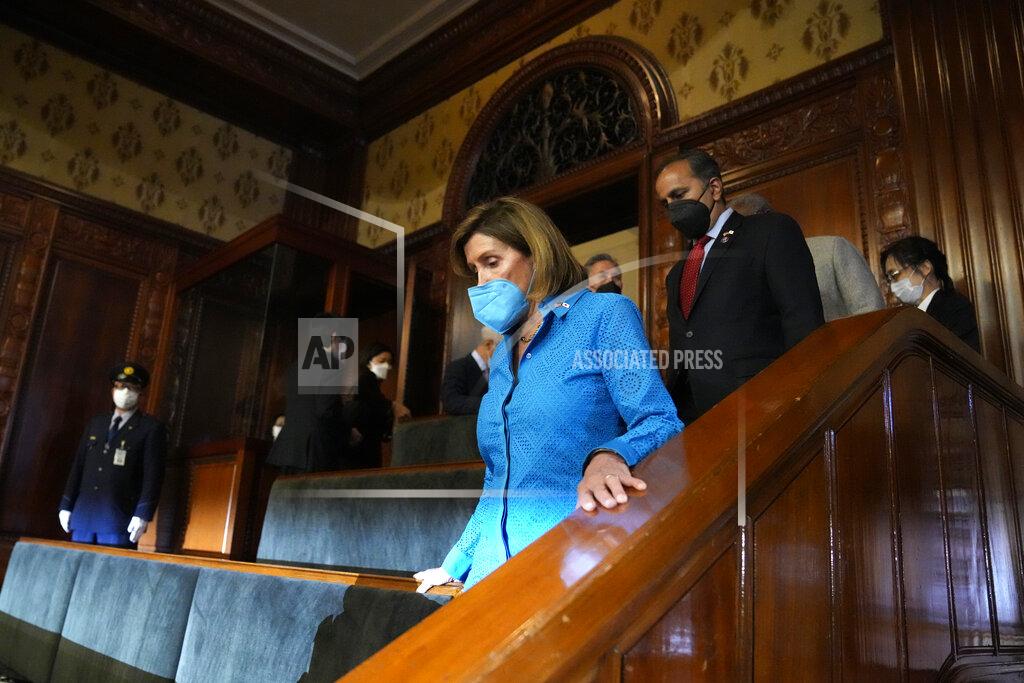 Shuji Kajiyama U.S. House Speaker Nancy Pelosi, center, arrives at the plenary session of the lower house in Tokyo, Friday, Aug. 5, 2022. Pelosi is in Tokyo on the final leg of an Asia tour highlighted by a visit to Taiwan that infuriated China. (AP Photo/Shuji Kajiyama)