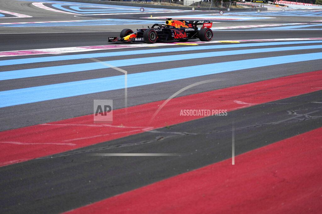 Francois Mori Red Bull driver Max Verstappen of the Netherlands steers his car during the first free practice for the French Formula One Grand Prix at the Paul Ricard racetrack in Le Castellet, southern France, Friday, June 18, 2021. The French Grand Prix will be held on Sunday. (AP Photo/Francois Mori)