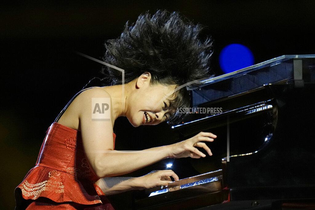 Petr David Josek Hiromi performs during the opening ceremony in the Olympic Stadium at the 2020 Summer Olympics, Friday, July 23, 2021, in Tokyo, Japan. (AP Photo/Petr David Josek)