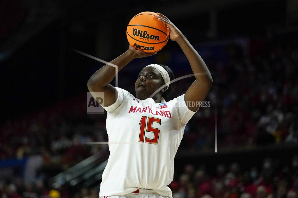 Julio Cortez Maryland guard Ashley Owusu shoots against Florida Gulf Coast during the second half of a college basketball game in the second round of the NCAA tournament, Sunday, March 20, 2022, in College Park, Md. Maryland won 89-65. (AP Photo/Julio Cortez)