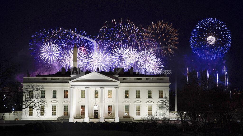 David J. Phillip Fireworks are displayed over the White House as part of Inauguration Day ceremonies for President Joe Biden and Vice President Kamala Harris, Wednesday, Jan. 20, 2021, in Washington. (AP Photo/David J. Phillip)