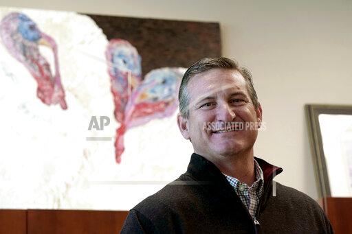 Butterball President and CEO Jay Jandrain poses in his office at the company's corporate headquarters in Garner, N.C., Friday, Nov. 19, 2021. Butterball, which supplies around one-third of Thanksgiving turkeys, struggled to attract workers earlier this year, leading to processing delays. But Jandrain said labor shortages have lessened and the company was able to secure enough trucks to get its turkeys to grocery stores. (AP Photo/Gerry Broome)