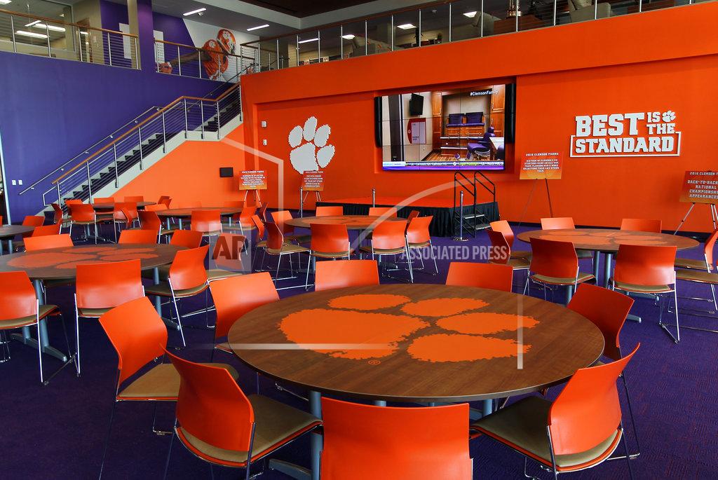 Ken Ruinard This Jan. 31, 2017 photo, shows a dining area inside the Clemson Football Facility at Clemson University in Clemson, S.C. When it comes to facilities in the ACC, Clemson has set the standard. The Tigers opened a $55 million team headquarters two years ago that includes a miniature golf course, a slide and a nap room. With the team pursuing its fourth straight ACC title and College Football Playoff berth, they feel the investment is paying off. (Ken Ruinard/The Independent-Mail via AP)