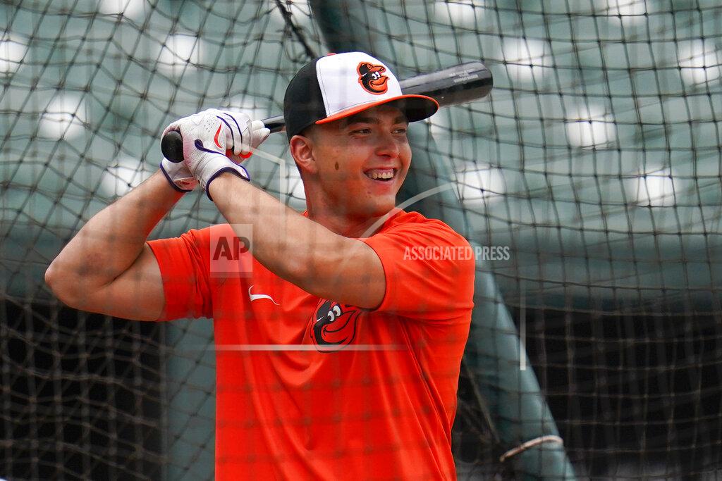 Julio Cortez Max Wagner, the Baltimore Orioles second round pick, 42nd overall, in the 2022 draft, takes batting practice prior to a baseball game between the Orioles and the Tampa Bay Rays, Tuesday, July 26, 2022, in Baltimore. (AP Photo/Julio Cortez)