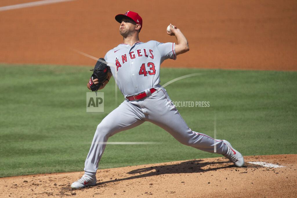 Kyusung Gong Los Angeles Angels starting pitcher Patrick Sandoval delivers during the first inning of a baseball game against the Los Angeles Dodgers in Los Angeles, Sunday, Sept. 27, 2020. (AP Photo/Kyusung Gong)