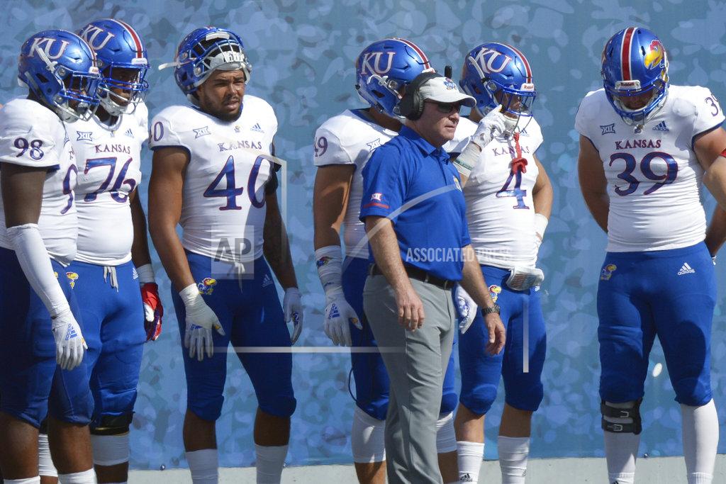Craig Hudson Kansas coach David Beaty watches during the second half of an NCAA college football game against West Virginia in Morgantown, W. Va., Saturday Oct. 6, 2018. (AP Photo/Craig Hudson)