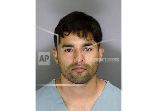 FILE - This June 7, 2020, file booking photo from the Santa Cruz County Sheriff's Office shows Steven Carrillo. Four members of an alleged California militia group have pleaded guilty to obstruction of justice charges in the case of a federal guard, David Patrick Underwood, who was fatally shot in Oakland, Calif. Prosecutors said Air Force Staff Sgt. Carrillo, 32, fatally shot Underwood and wounded his partner on May 29, 2020, while they guarded a federal building as a large demonstration took place over the police killing of George Floyd. Carrillo has pleaded not guilty. (Santa Cruz Sheriff's Office via AP, File)