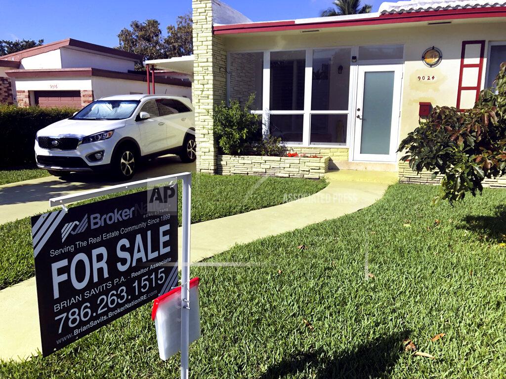 FILE - In this Feb. 21, 2020 file photo, a home is shown for sale in Surfside, Fla. U.S. home prices jumped in October by the most in more than six years as a pandemic-fueled buying rush drives the number of available properties for sale to record lows. (AP Photo/Wilfredo Lee, File)
