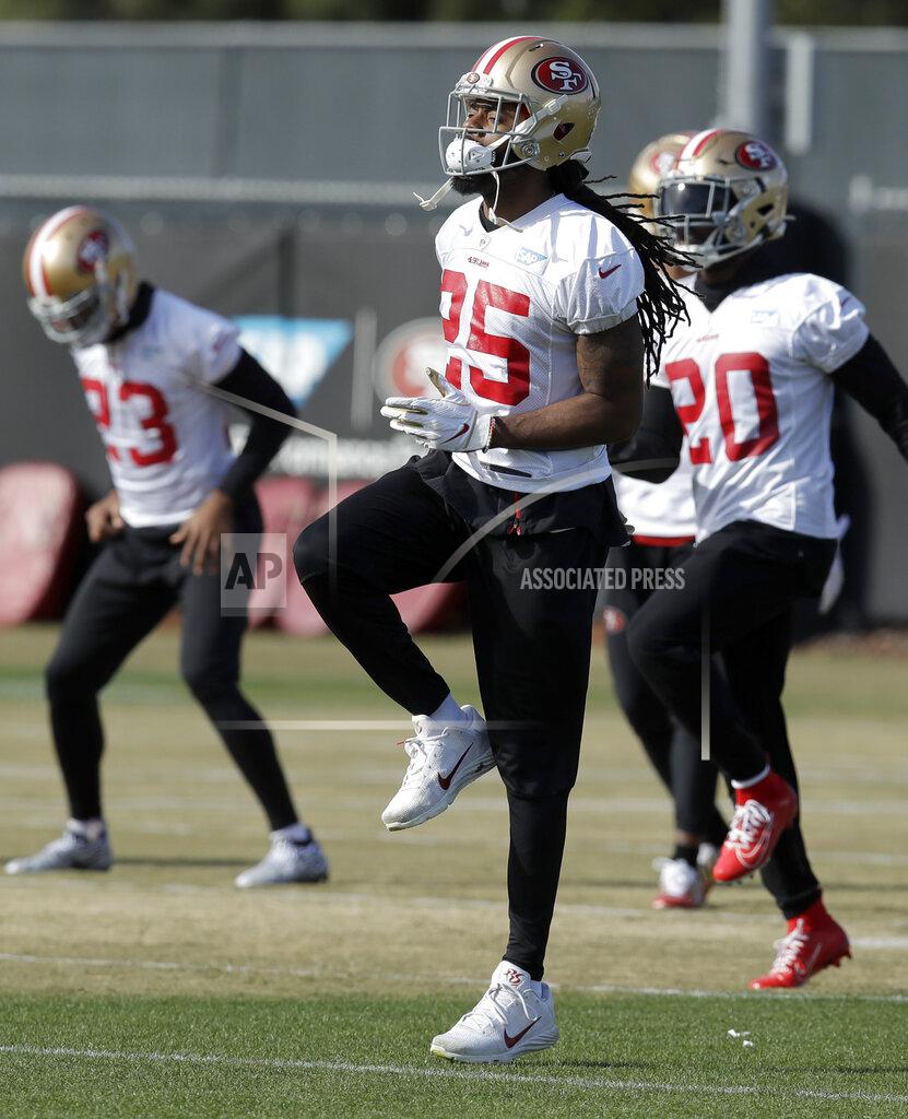 Ben Margot San Francisco 49ers' Richard Sherman (25) runs a drill during practice at the team's NFL football training facility Friday, Jan. 17, 2020, in Santa Clara, Calif. The 49ers are scheduled to host the Green Bay Packers in the NFC Championship game on Sunday. (AP Photo/Ben Margot)