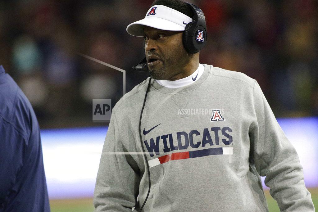 Young Kwak File-This Nov. 17, 2018, file photo shows Arizona head coach Kevin Sumlin walking on the sideline during the first half of an NCAA college football game against Washington State in Pullman, Wash. "We've got a lot to play for still," Sumlin said. "It's a rivalry game. It's the Territorial Cup. A chance for the postseason. There really shouldn't be anything I've got to say to get guys to go." (AP Photo/Young Kwak, File)