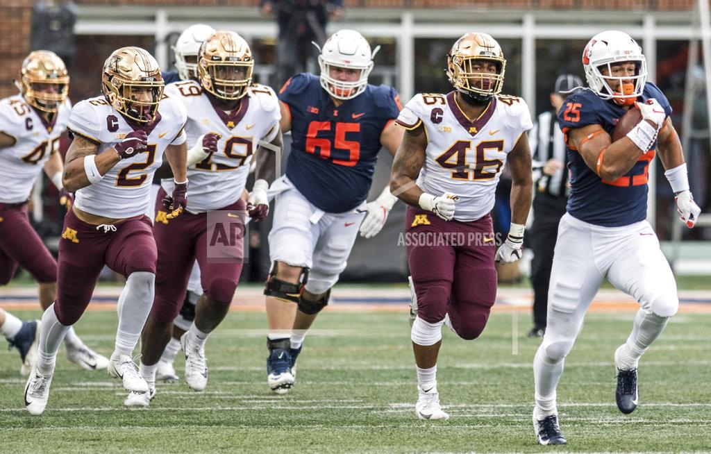 Holly Hart Illinois' Dre Brown (25) out runs for a touchdown against Minnesota in the first half of an NCAA college football game, Saturday, Nov. 3, 2018, in Champaign, Ill. (AP Photo/Holly Hart)