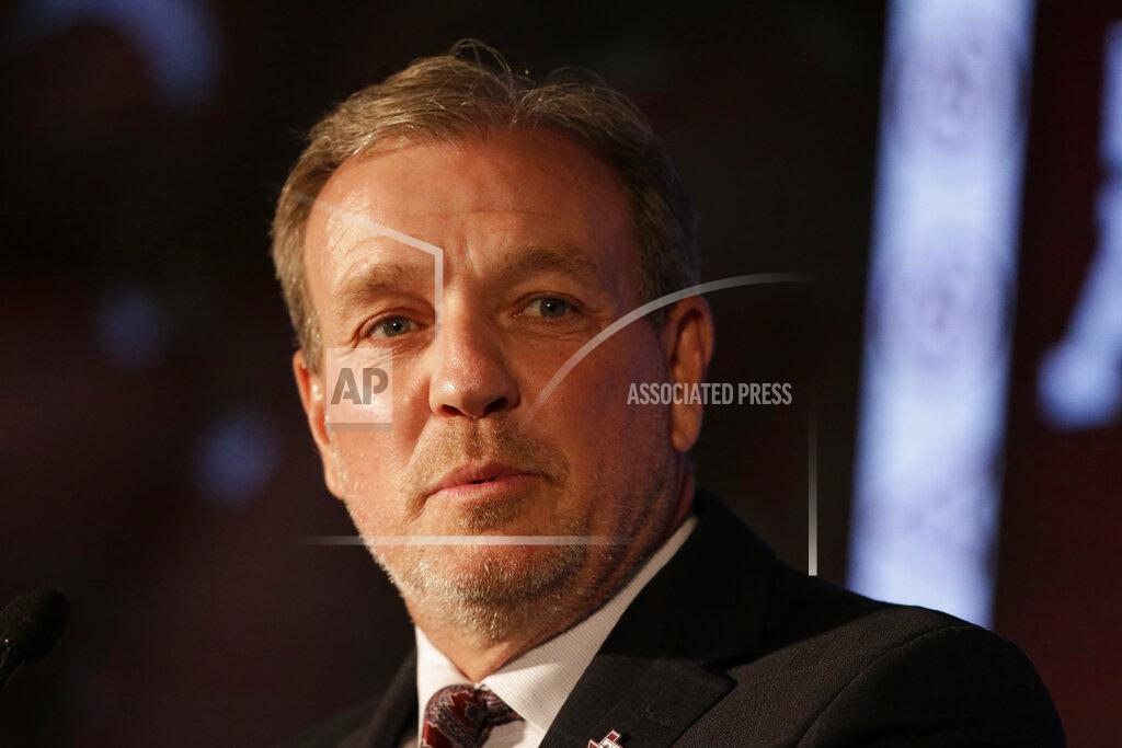 Butch Dill Texas A & M head coach Jimbo Fisher speaks to reporters during an NCAA college football news conference at the Southeastern Conference media days, Wednesday, July 21, 2021, in Hoover, Ala. (AP Photo/Butch Dill)