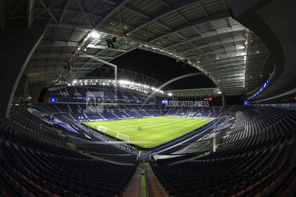 Luis Vieira A view of Porto's Dragao stadium with its empty stands ahead of the Champions League round of 16, first leg, soccer match between FC Porto and Juventus, in Porto, Portugal, Wednesday, Feb. 17, 2021. (AP Photo/Luis Vieira)