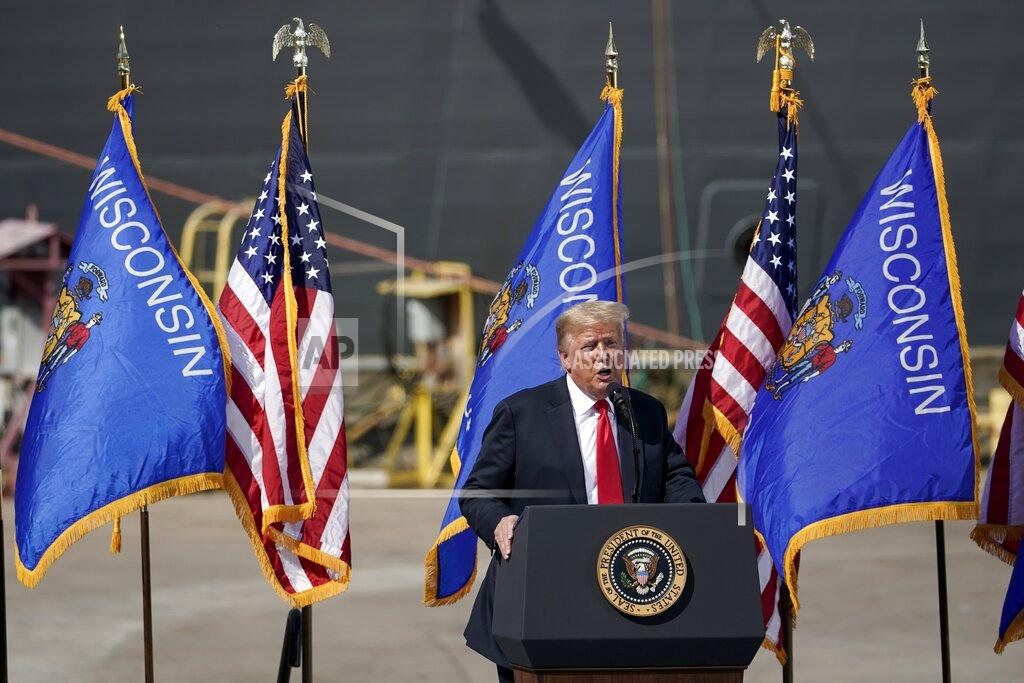 Morry Gash President Donald Trump speaks at an event at Fincantieri Marinette Marine, Thursday, June 25, 2020, in Marinette, Wis. (AP Photo/Morry Gash)