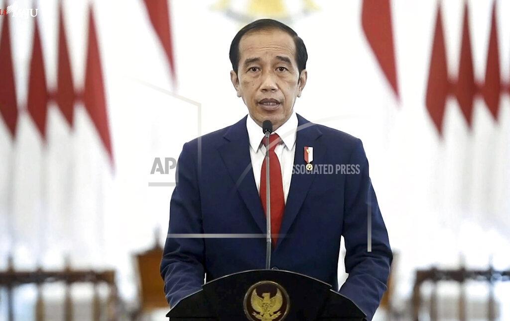 United Nations In this photo taken from video and shown at United Nations headquarters, Indonesia's President Joko Widodo remotely addresses the 76th session of the U.N. General Assembly in a pre-recorded message, Wednesday, Sept. 22, 2021. (UN Web TV via AP)