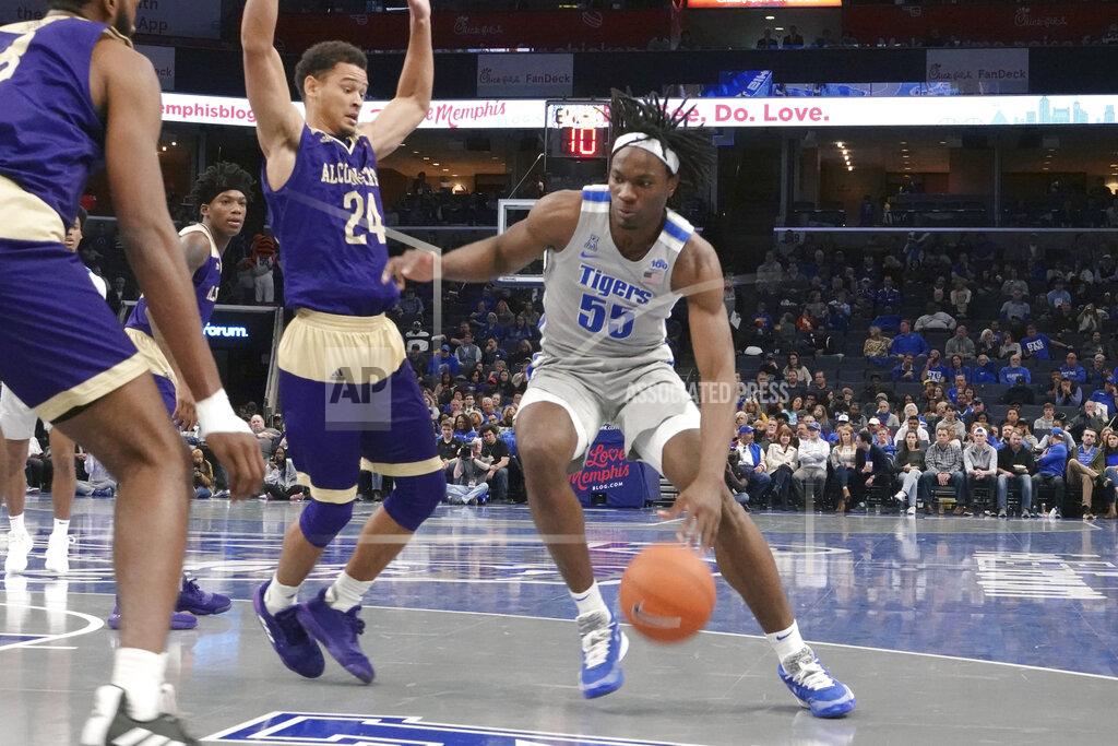 Karen Pulfer Focht Memphis' Precious Achiuwa (55) drives the ball past Alcorn State Arne Morris (24) in the second half of an NCAA college basketball game Saturday, Nov. 16, 2019, in Memphis, Tenn. (AP Photo/Karen Pulfer Focht)