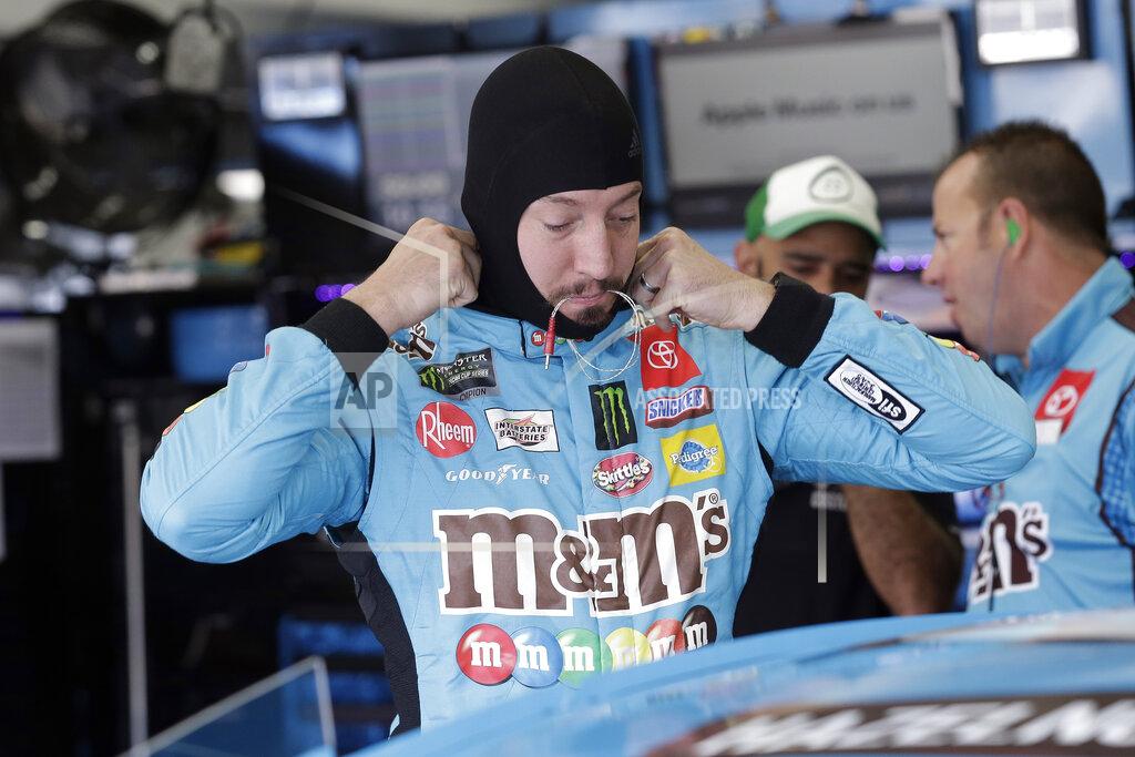 Gerry Broome Kyle Busch prepares to practice for Sunday's NASCAR Cup Series auto race at Charlotte Motor Speedway in Concord, N.C., Saturday, Sept. 28, 2019. (AP Photo/Gerry Broome)