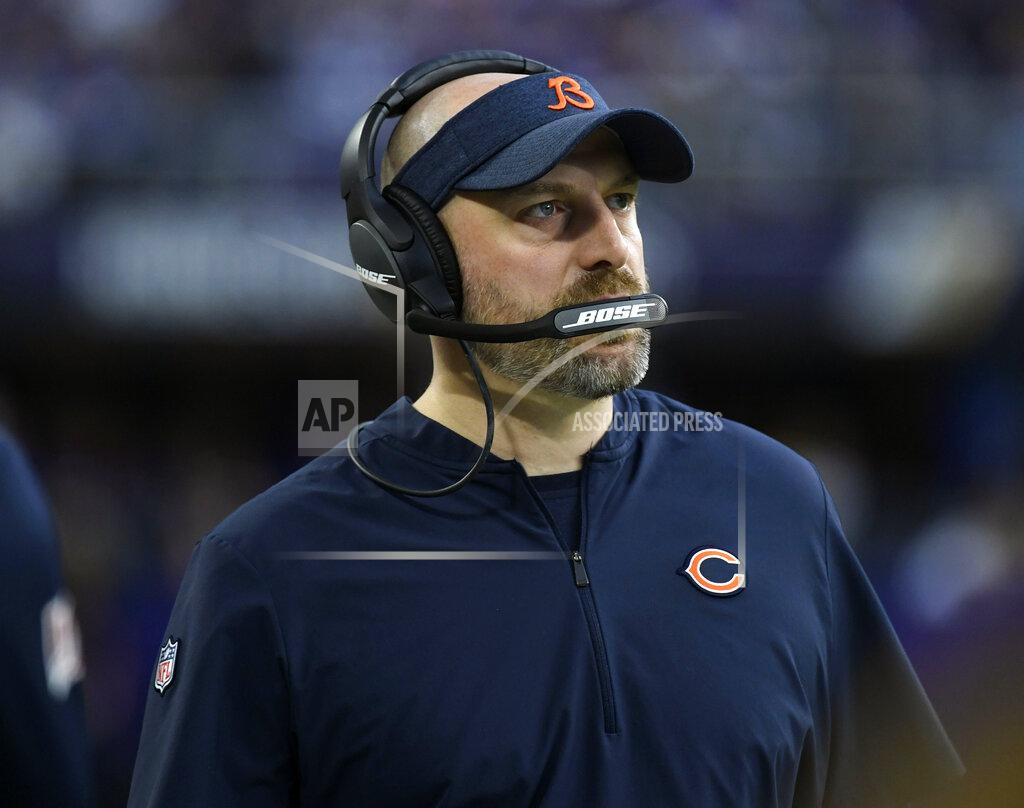 Craig Lassig FILE - In this Dec. 29, 2019, file photo, Chicago Bears head coach Matt Nagy watches from the sideline during the first half of an NFL football game against the Minnesota Vikings in Minneapolis. The Bears failed to follow up successfully on Nagy’s debut season in which he led the franchise to 12 wins and the NFC North title. (AP Photo/Craig Lassig, File)