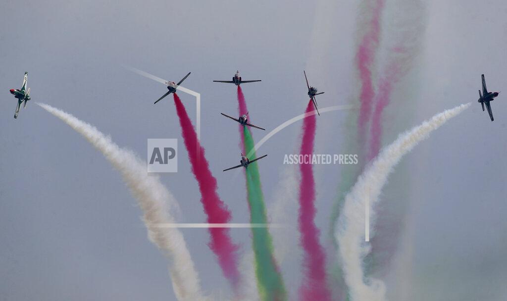 Anjum Naveed Pakistani planes flyover during a military parade celebrating Pakistan National Day celebrations, in Islamabad, Pakistan, Thursday, March 25, 2021. The military parade in the capital showcased short and long-range missiles, tanks, jets drones and other hardware. (AP Photo/Anjum Naveed)
