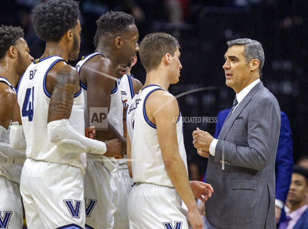 Laurence Kesterson Villanova head coach Jay Wright talks to his players during a break in the action in the first half of an NCAA college basketball game against Providence, Saturday, Feb. 29, 2020, in Philadelphia, Pa. (AP Photo/Laurence Kesterson)