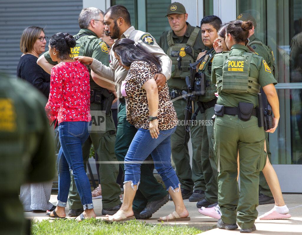 William Luther People leave the Uvalde Civic Center following a shooting earlier in the day at Robb Elementary School, Tuesday, May 24, 2022, in Uvalde, Texas. (William Luther/The San Antonio Express-News via AP)