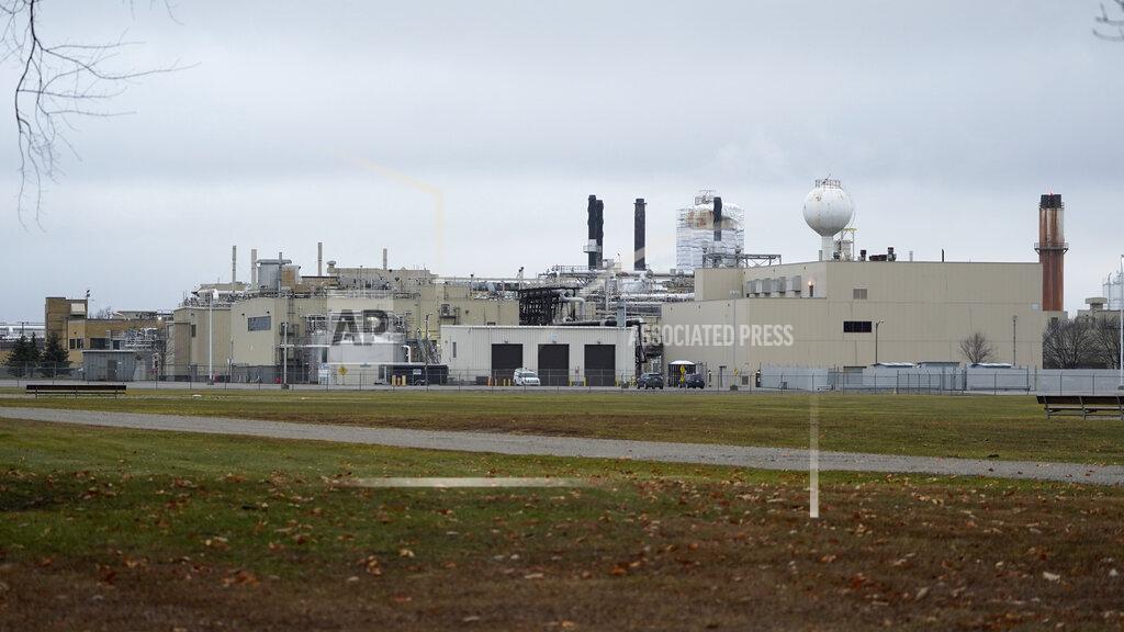 The Pfizer Global Supply Kalamazoo manufacturing plant is shown in Portage, Mich., Saturday, Dec. 12, 2020. (AP Photo/Paul Sancya)