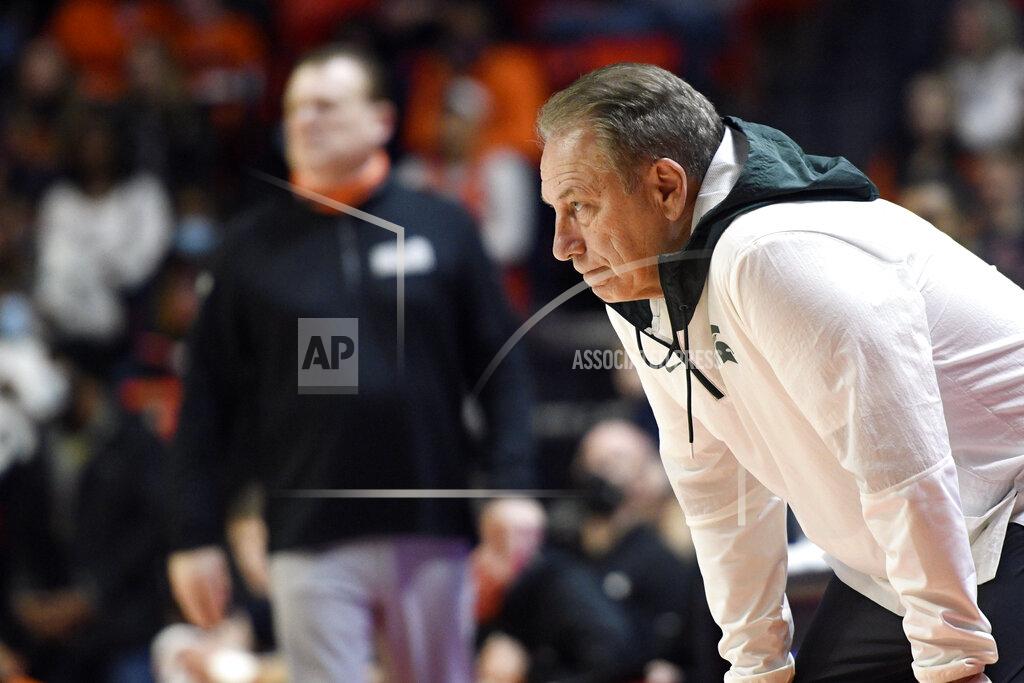 Michael Allio Michigan State's coach Tom Izzo looks on during the first half of an NCAA college basketball game against Illinois, Tuesday, Jan. 25, 2022, in Champaign, Ill. (AP Photo/Michael Allio)